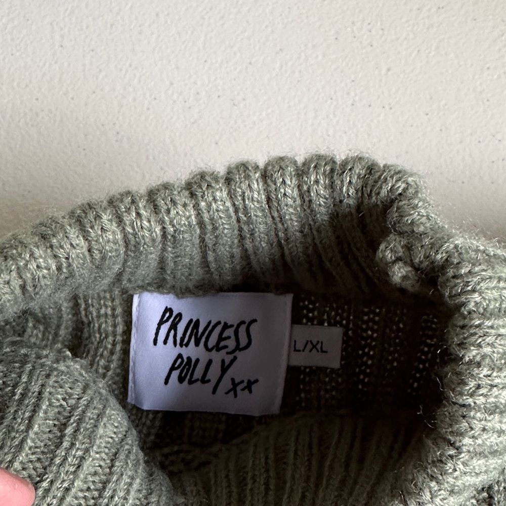 Princess Polly Ribbed Knit Sweater - Sage Green - Picture 5 of 5